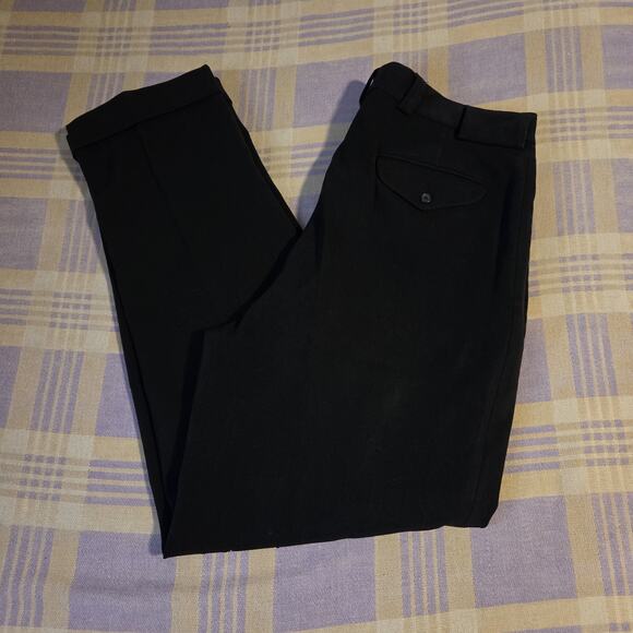 Vtg Polo Sport Wool Lycra Black Pants Dress Mens USA 34 x 32 Zip Pockets 90s